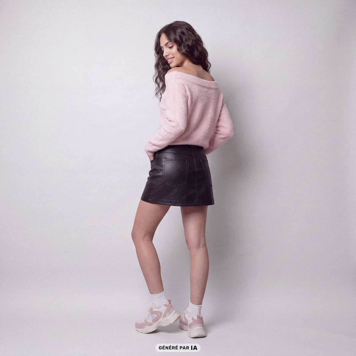Jupe-short en similicuir noir