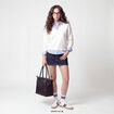 Pull ajust&eacute; d&eacute;collet&eacute; manches longues ecru