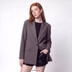 Veste col tailleur manches longues gris fonc&eacute;