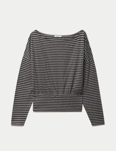 Top col bateau manches longues noir