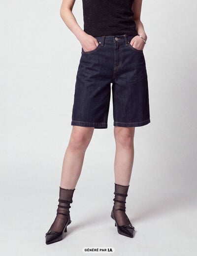 Bermuda large en jean 5 poches denim brut