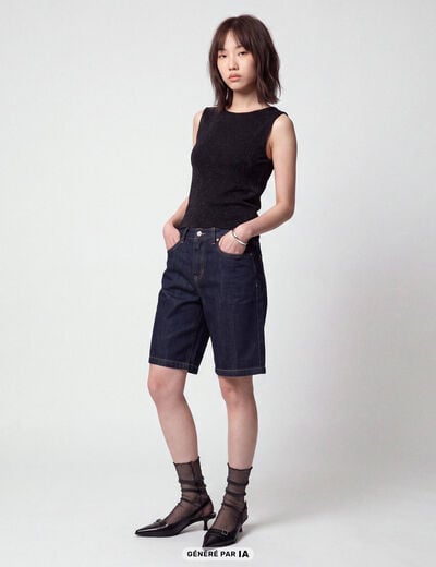 Bermuda large en jean 5 poches denim brut
