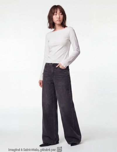 Jean Max baggy taille basse denim noir