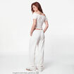 Pantalon large taille standard ecru