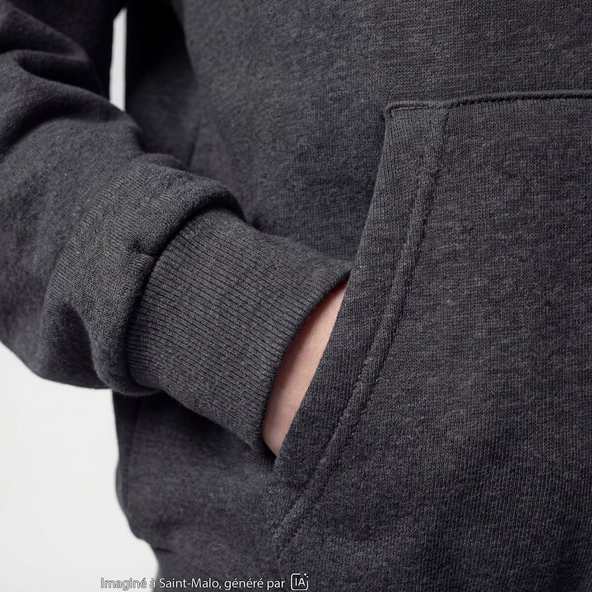 Sweat &agrave; capuche manches longues gris