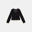 Chemise cintr&eacute;e dentelle col rond noir ado