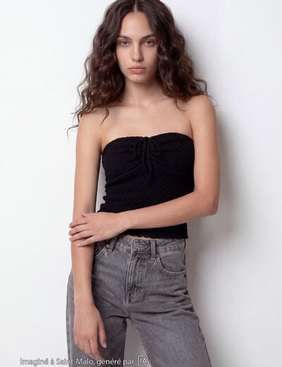 Bandeau ajust&eacute; sans manches dentelle noir