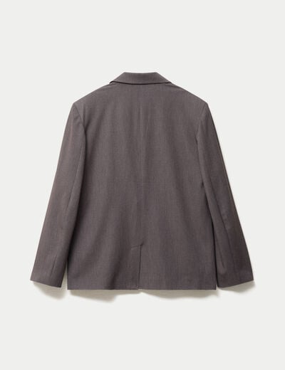 Veste col tailleur manches longues gris fonc&eacute;