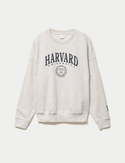 Sweat col rond manches longues blanc