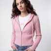 Gilet &agrave; capuche manches longues rose