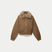 Bomber oversize court fausse fourrure taupe