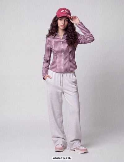 Chemise ajust&eacute;e manches longues bordeaux