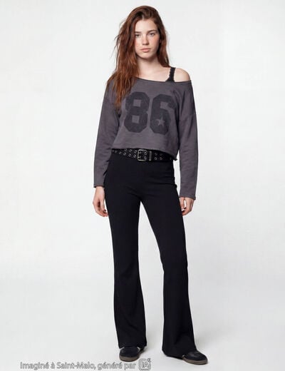 Pantalon flare stretch taille standard noir
