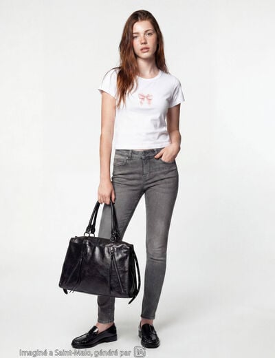 Jean skinny taille standard denim gris ado