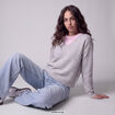 Pull col v manches longues gris clair