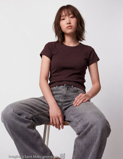 Jean Tom regular taille haute denim gris