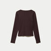 Gilet ajust&eacute; col rond manches longues marron fonc&eacute;