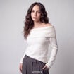 Pull col bardot manches longues ecru