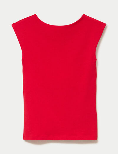Top ajust&eacute; sans manches d&eacute;collet&eacute; dos rouge