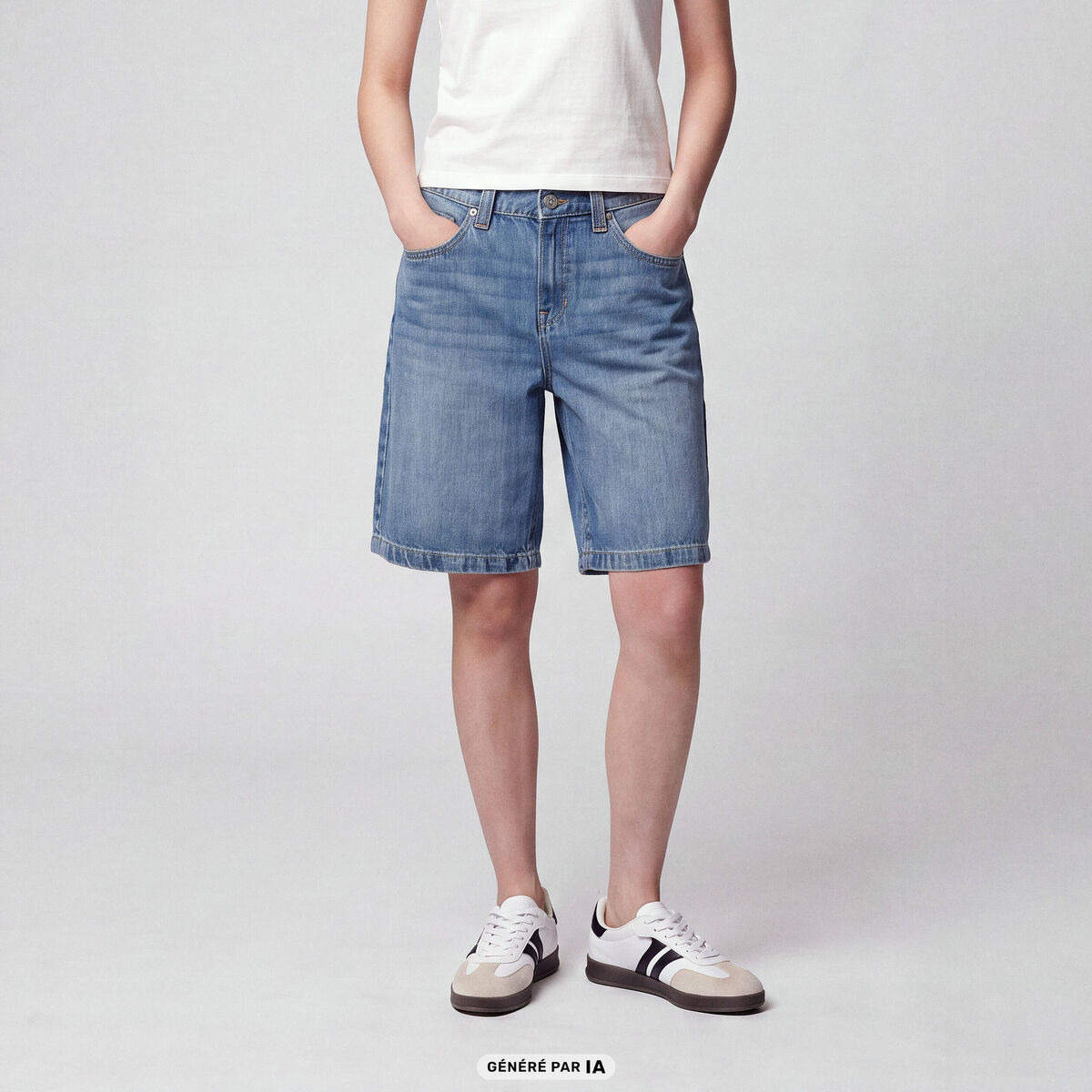 Bermuda large en jean 5 poches denim double stone