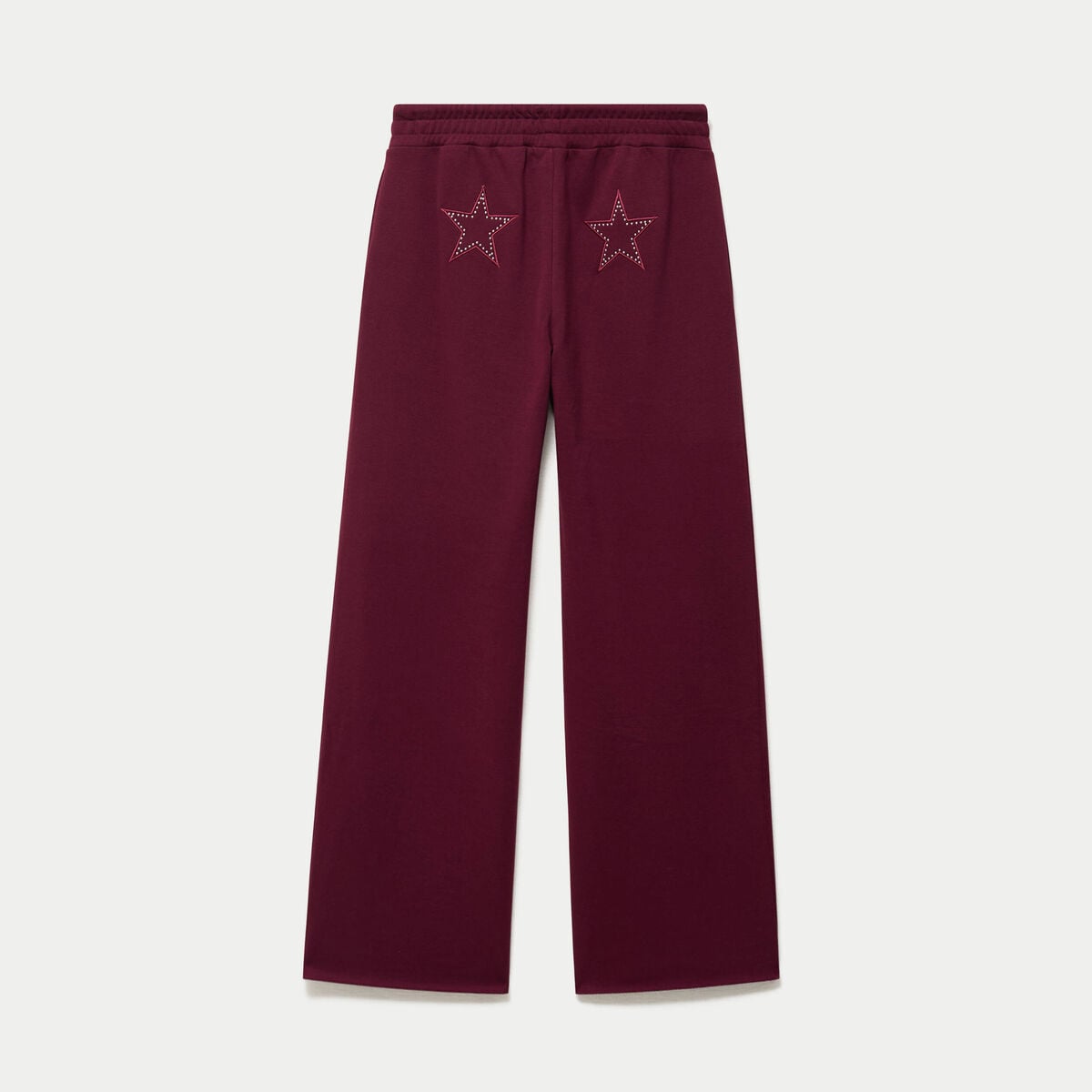 Jogging large en maille bordeaux