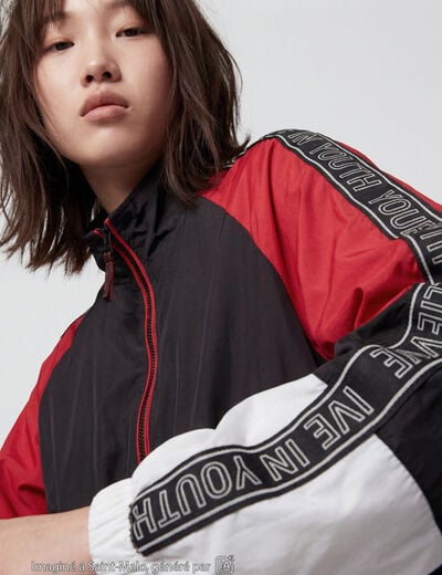 Blouson oversize cropped col biker noir