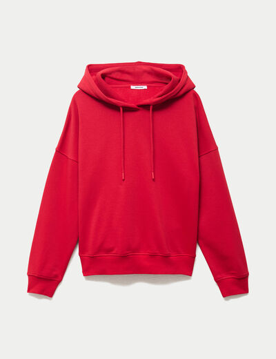 Sweat oversize &agrave; capuche manches longues rouge