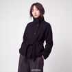 Manteau droit court col montant noir