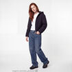 Blouson cropped &agrave; capuche bas resserr&eacute; noir