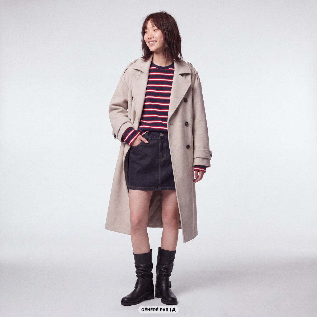Manteau manches longues taupe