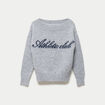 Pull col rond manches longues gris fonc&eacute;