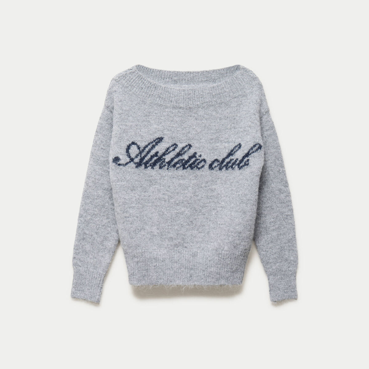 Pull col rond manches longues gris fonc&eacute;