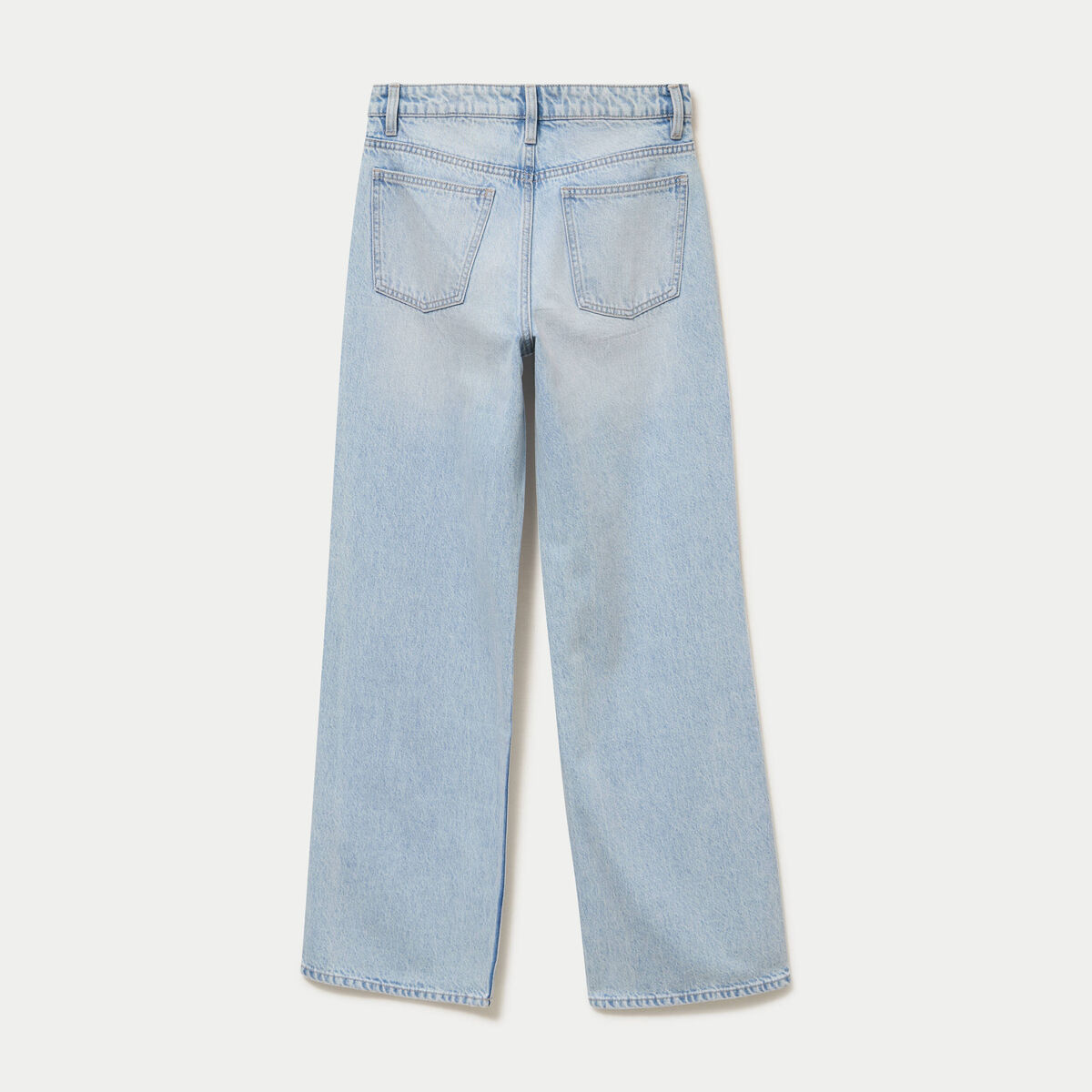 Jean wide leg taille standard denim bleach ado