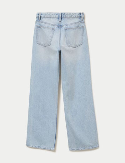 Jean wide leg taille standard denim bleach ado