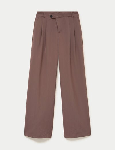 Pantalon coupe large taille standard taupe