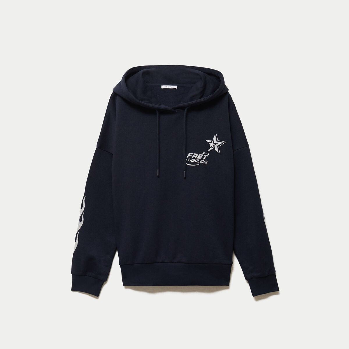 Sweat &agrave; capuche manches longues bleu marine