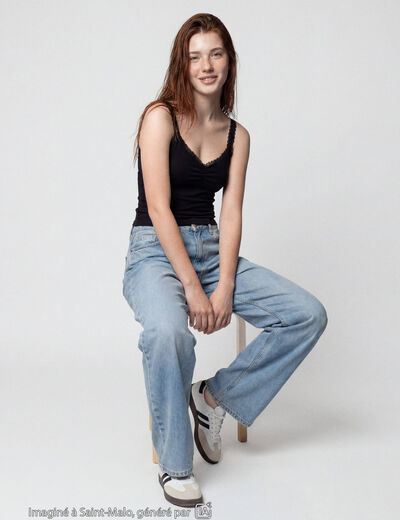 Jean Lenny wide leg standard denim triple stone
