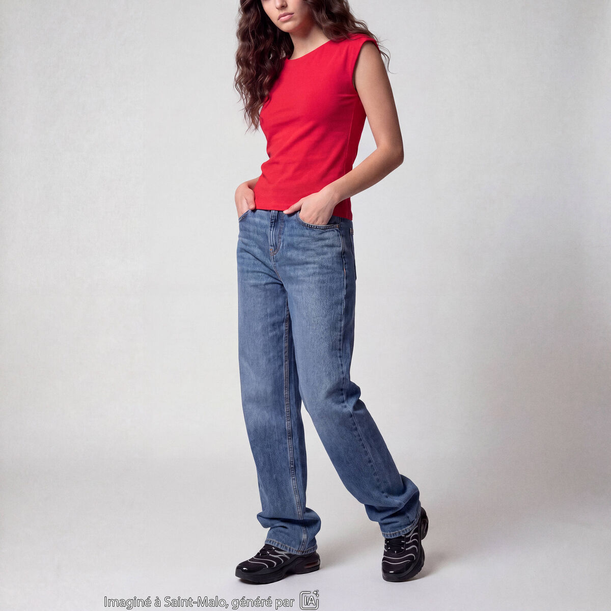 Jean Tom regular taille haute denim double stone