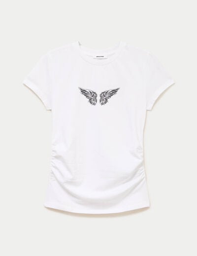 T-shirt droit court manches courtes blanc