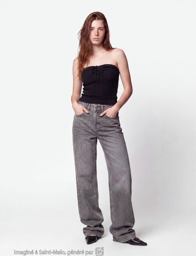 Jean Tom regular taille haute denim gris