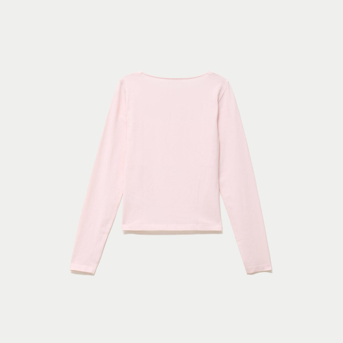 T-shirt ajust&eacute; d&eacute;collet&eacute; manches longues rose clair