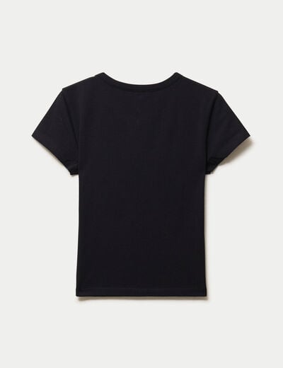 T-shirt ajust&eacute; col rond manches courtes noir