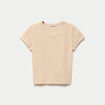 T-shirt ajust&eacute; col rond manches courtes marron clair ado