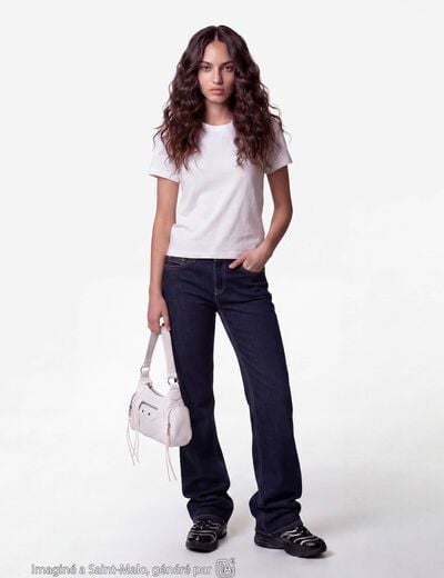 Jean regular taille basse denim brut ado
