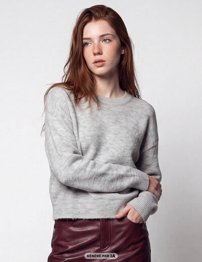 Pull manches longues gris clair