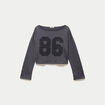 Sweat oversize cropped col bateau gris