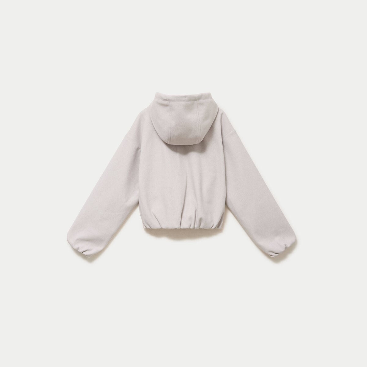 Blouson cropped effet boule &agrave; capuche beige