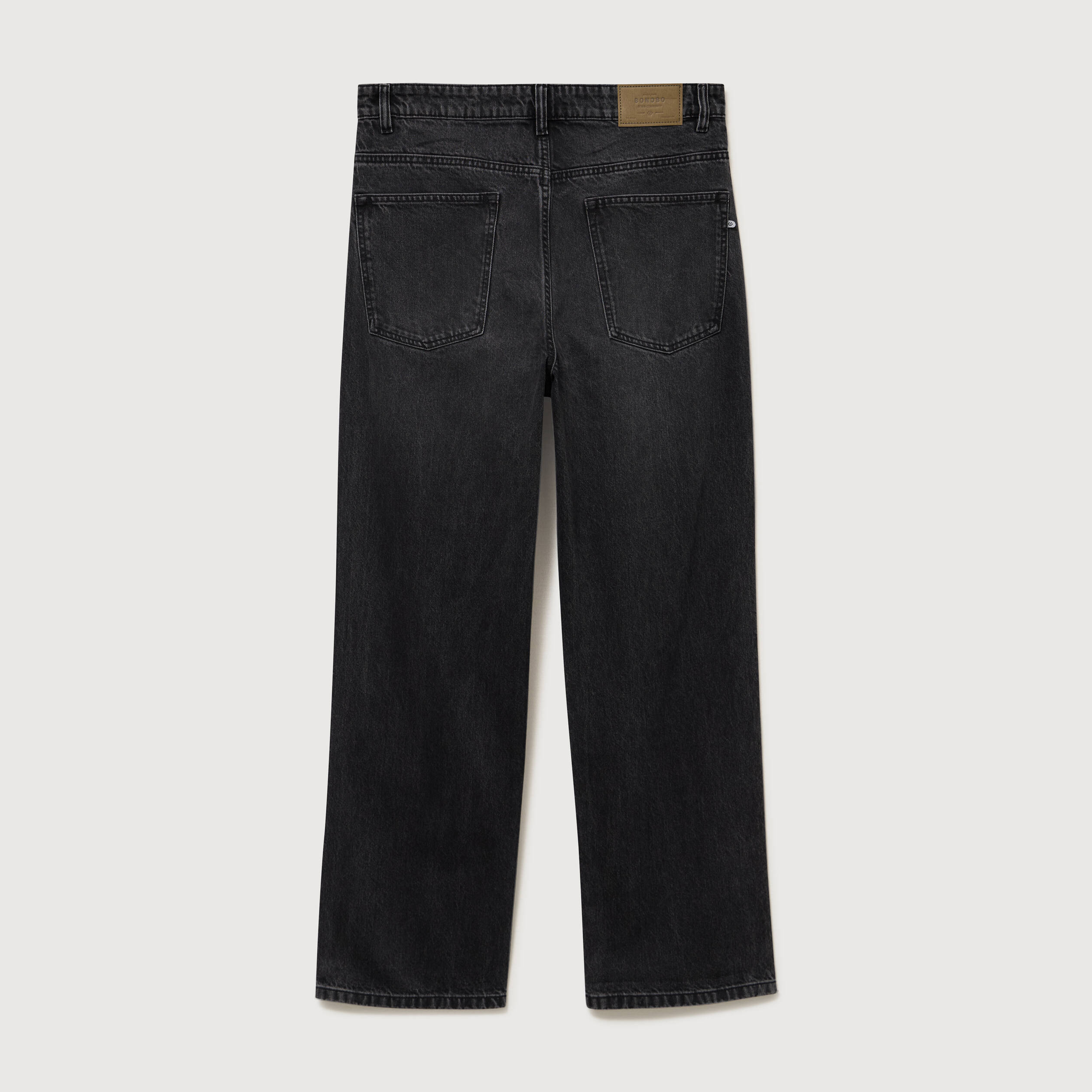 Jeans loose longueur 34 en coton denim snow noir homme