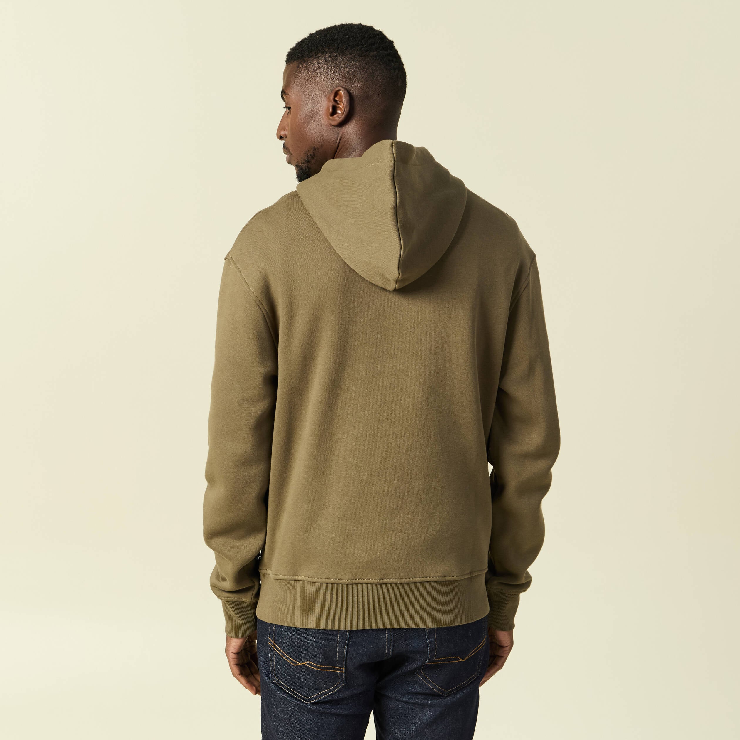Sweat &agrave; capuche vert kaki homme