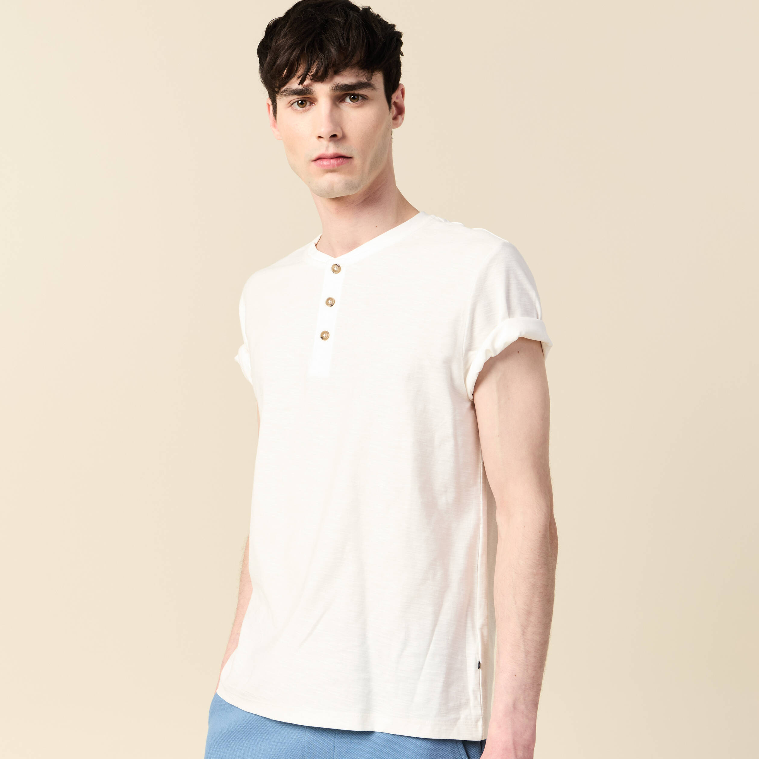 T-shirt manches courtes ecru homme